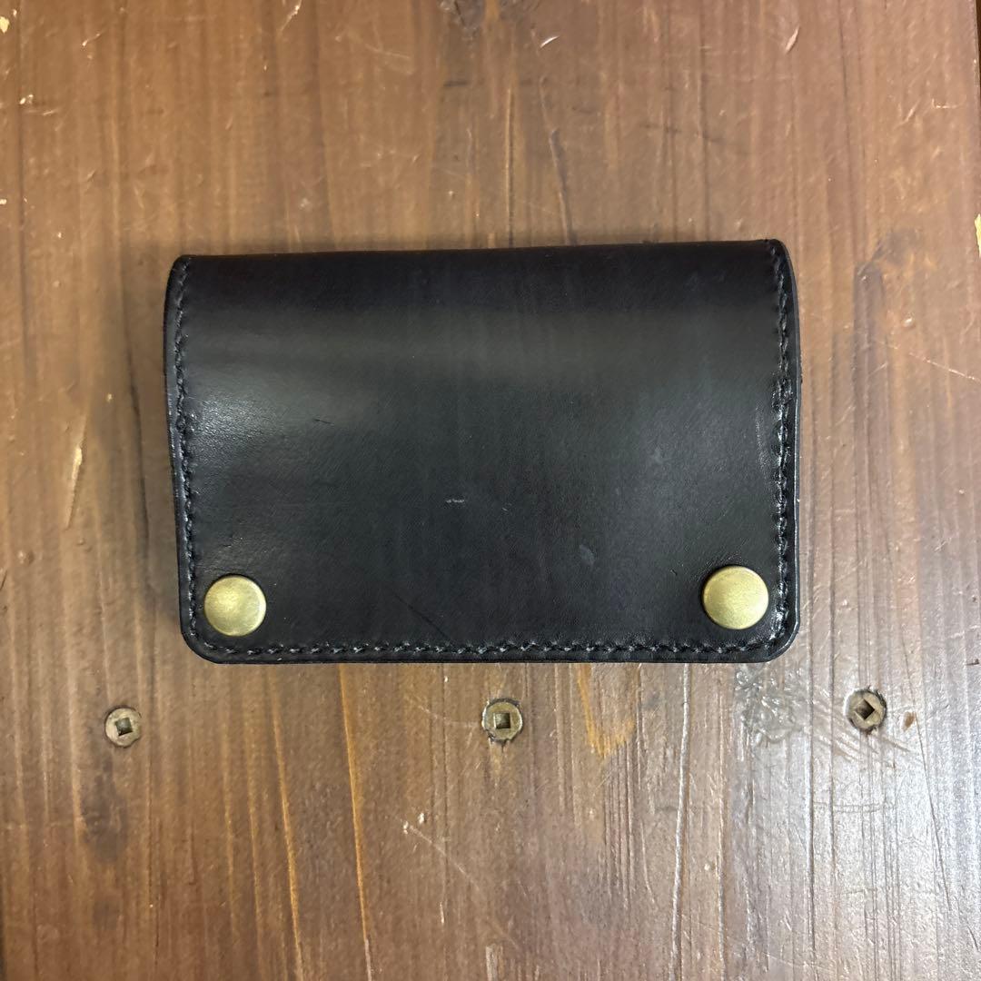 ショートトラッカーウォレット本革丘染めブラック茶芯　Trucker Wallet