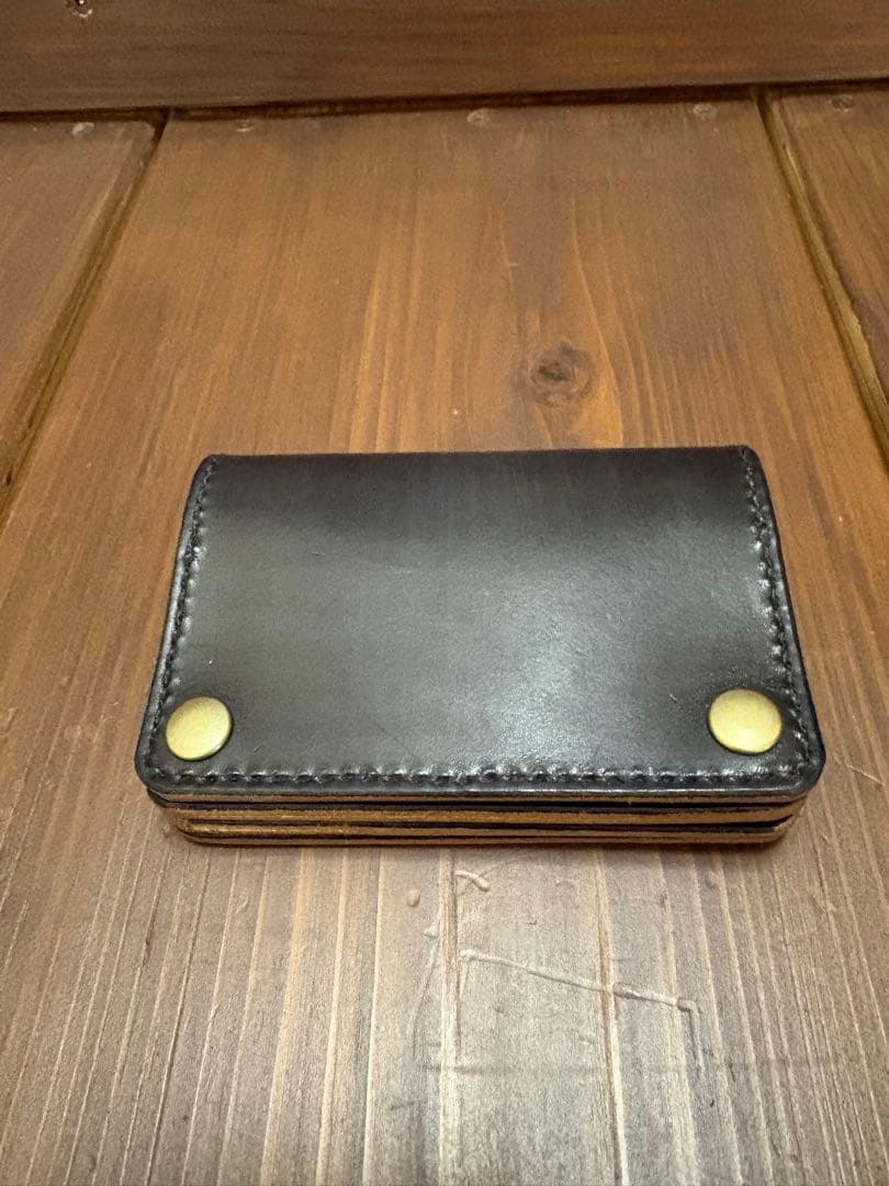 ショートトラッカーウォレット本革丘染めブラック茶芯　Trucker Wallet