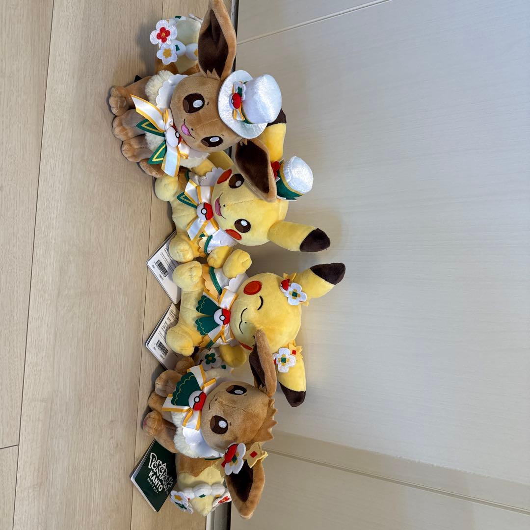 ポケパークカントー限定　ぬいぐるみ　ピカチュウ　イーブイ　4体　カーニバル②