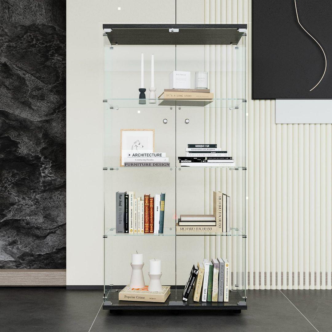 ガラスケース 4段両扉R2002コレクション フィギュア 棚 ショーケース 黒