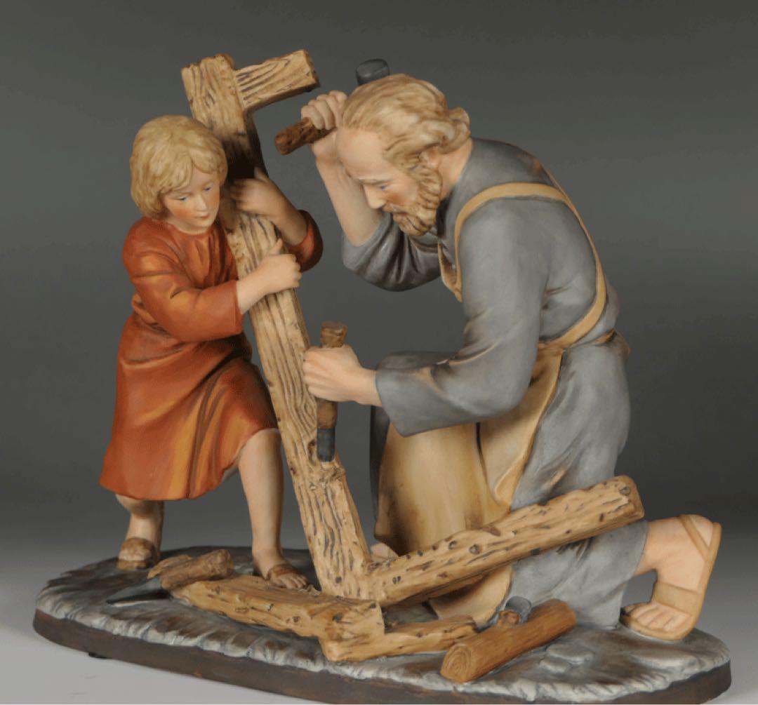 【聖父子 イエスとヨセフ 】 陶器 西洋彫刻 キリスト教美術