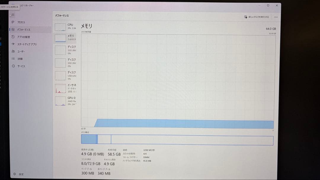 ゲーミングPC 5700X3D 6900XT メモリ64 SSD 1TB
