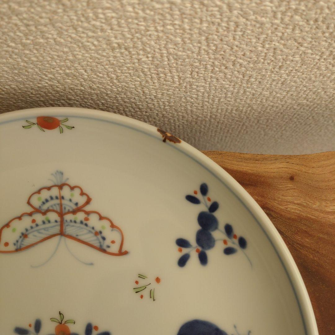 ①福珠窯　天啓花蝶シリーズ　直径21cm 大皿　丸皿