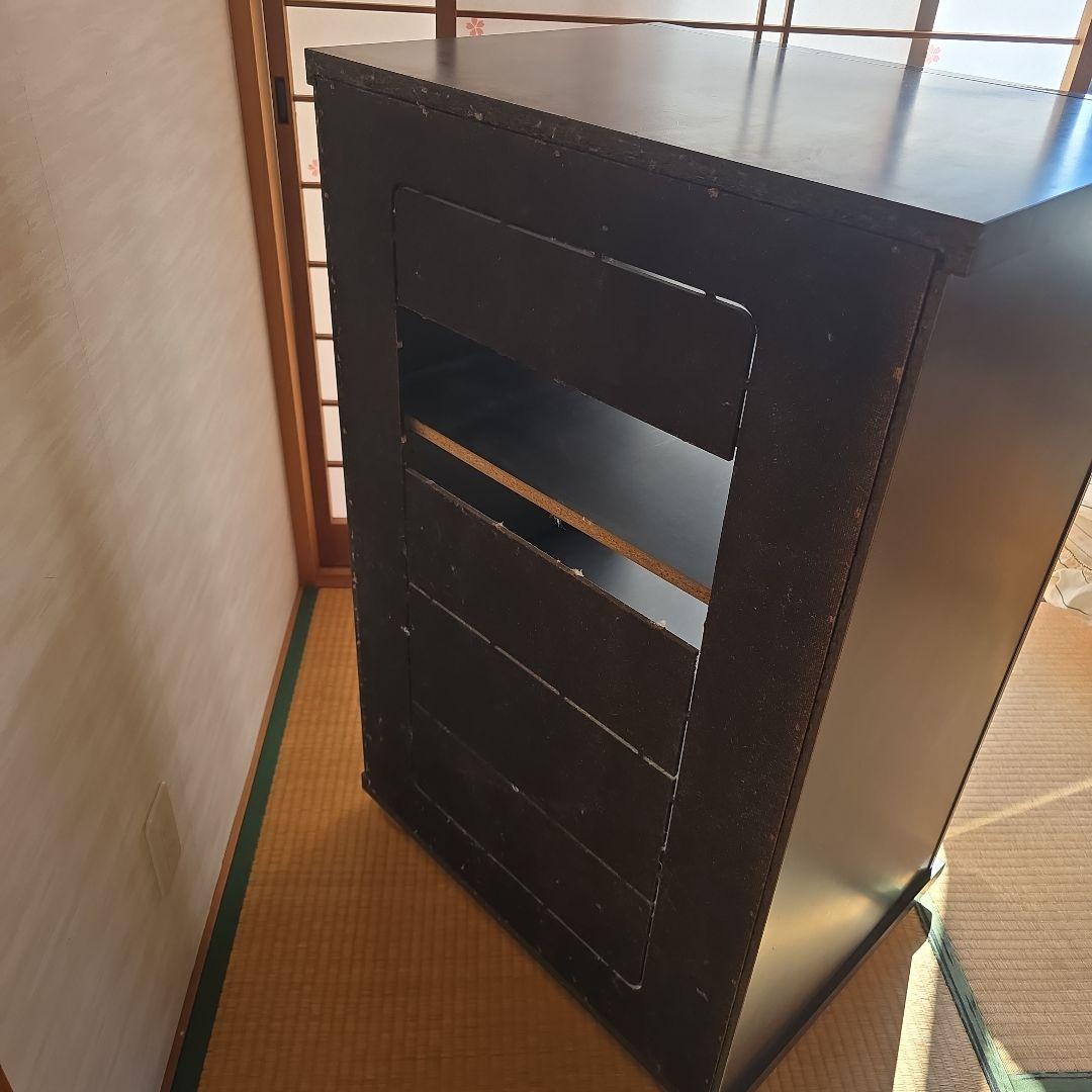 ダークブラウン ガラスケース 収納棚付き