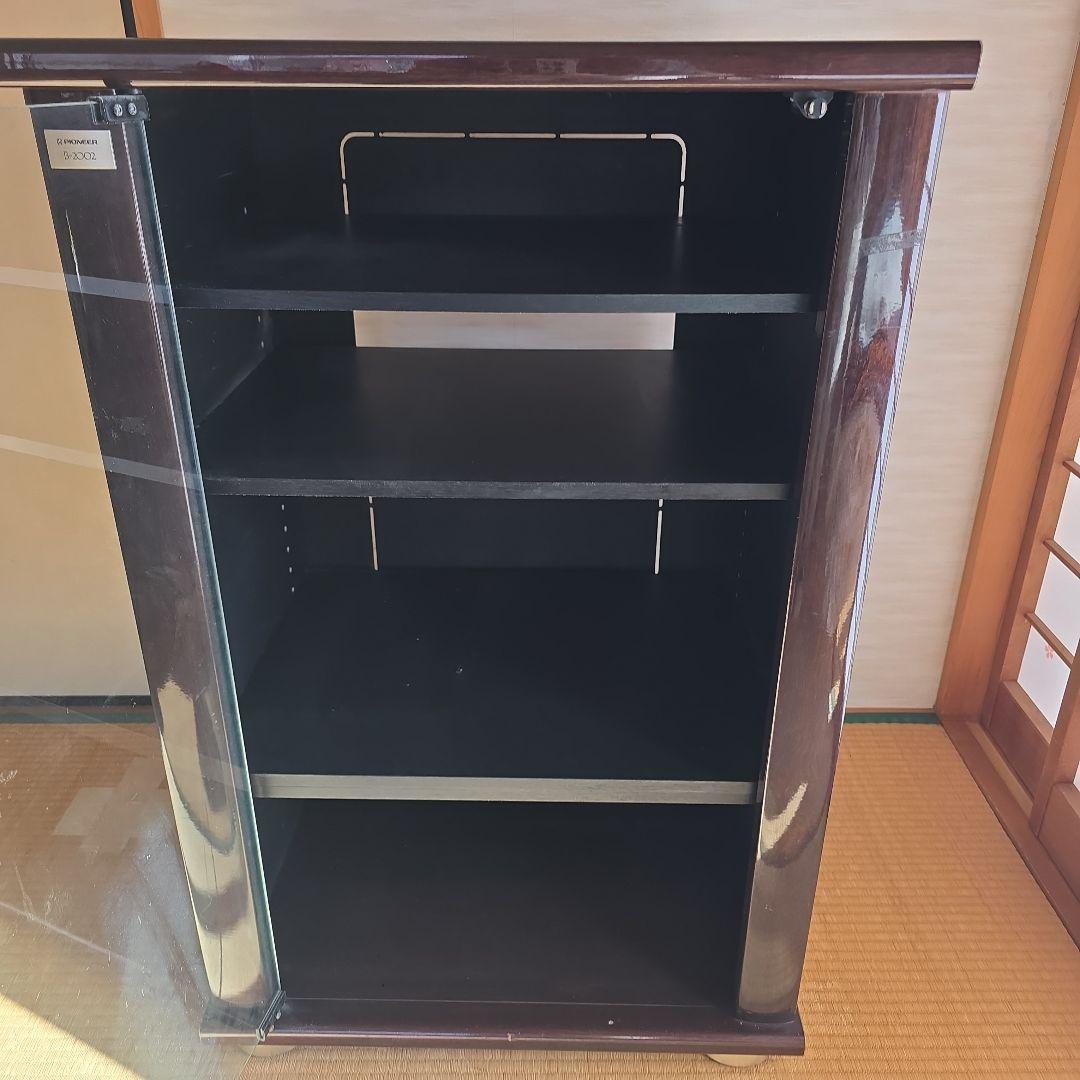 ダークブラウン ガラスケース 収納棚付き