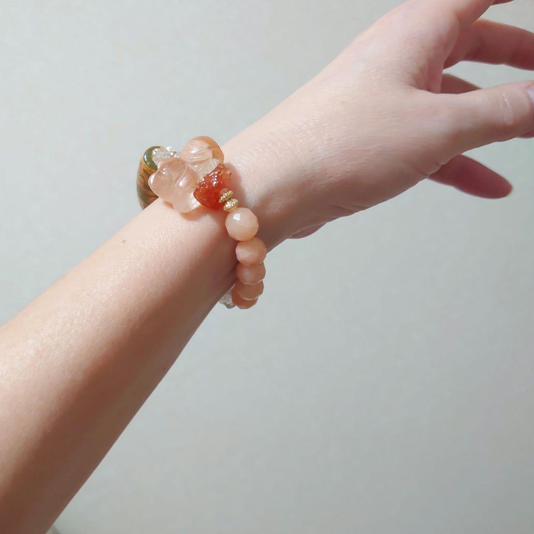 蓮師法器天珠　レッドルチルクォーツサンストーン　ハーキマーダイヤモンド素敵な逸品