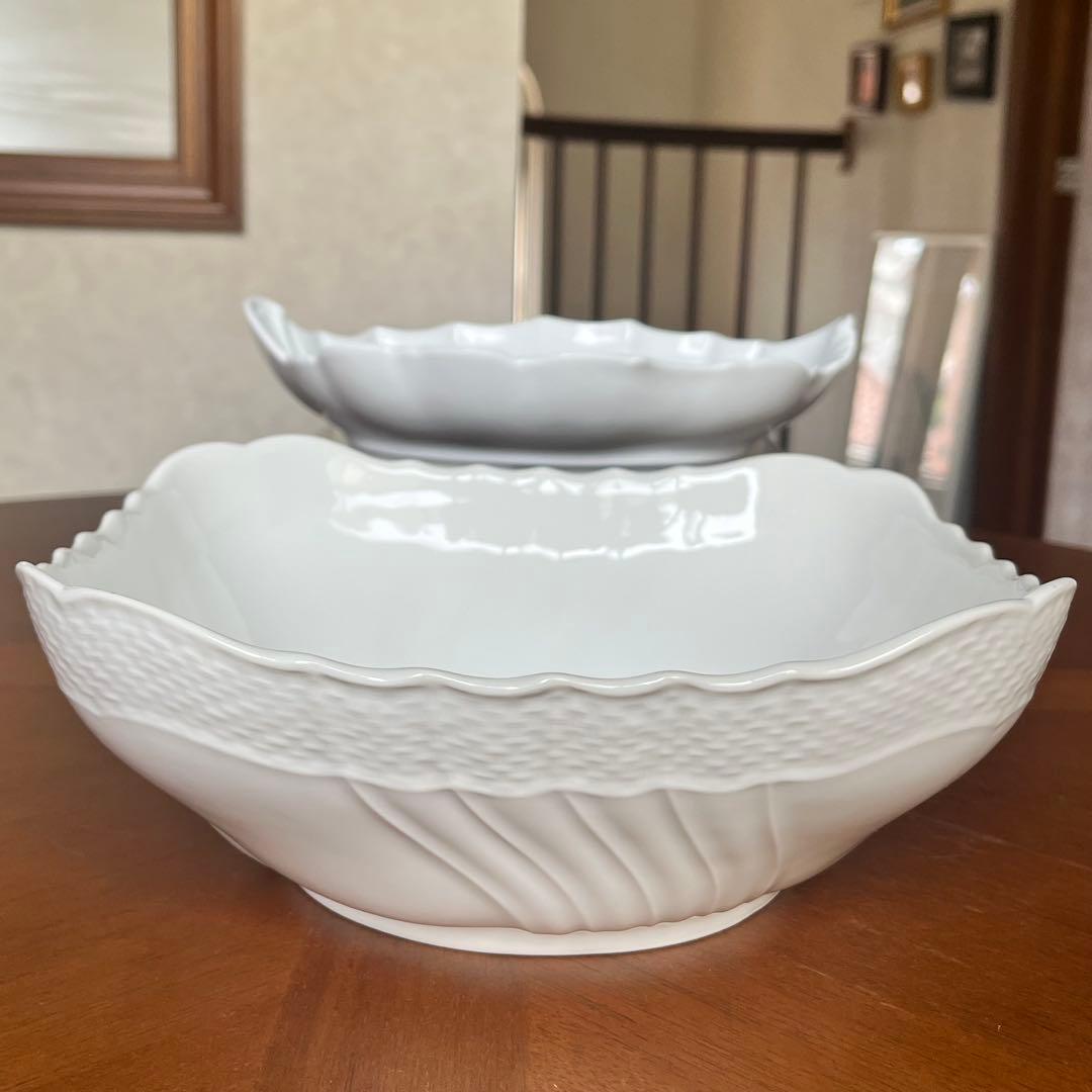 リチャードジノリ★ベッキオホワイト★スクエアボウルとシェルディッシュ