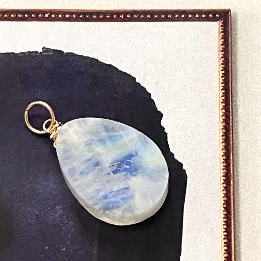 ダンゴ☺︎ 1点作品☆大粒レインボームーンストーン14kgfネックレストップ