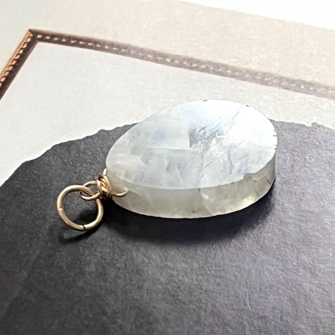 ダンゴ☺︎ 1点作品☆大粒レインボームーンストーン14kgfネックレストップ