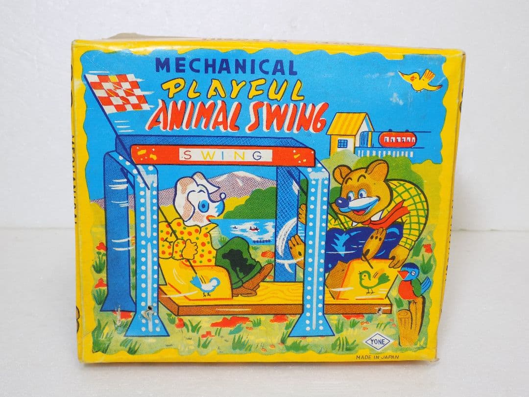 希少米屋ブリキ　ゼンマイ【PLAYFUL ANIMAL SWING】動作品