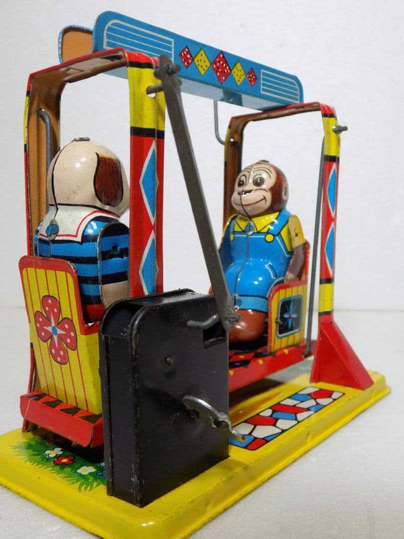 希少米屋ブリキ　ゼンマイ【PLAYFUL ANIMAL SWING】動作品