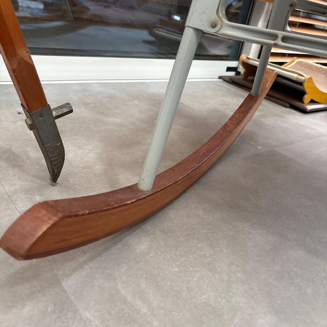 新居猛　ロッキングチェア　ニーチェア　昭和レトロ　70年代　ビンテージ