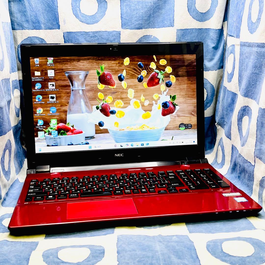 大容量HDD 1TB☆大人気赤ノートパソコン♪カメラ&ブルーレイ搭載♡Win11