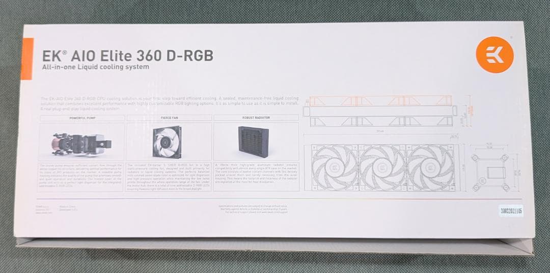水冷 EK AIO Elite 360 D-RGB CPUクーラー