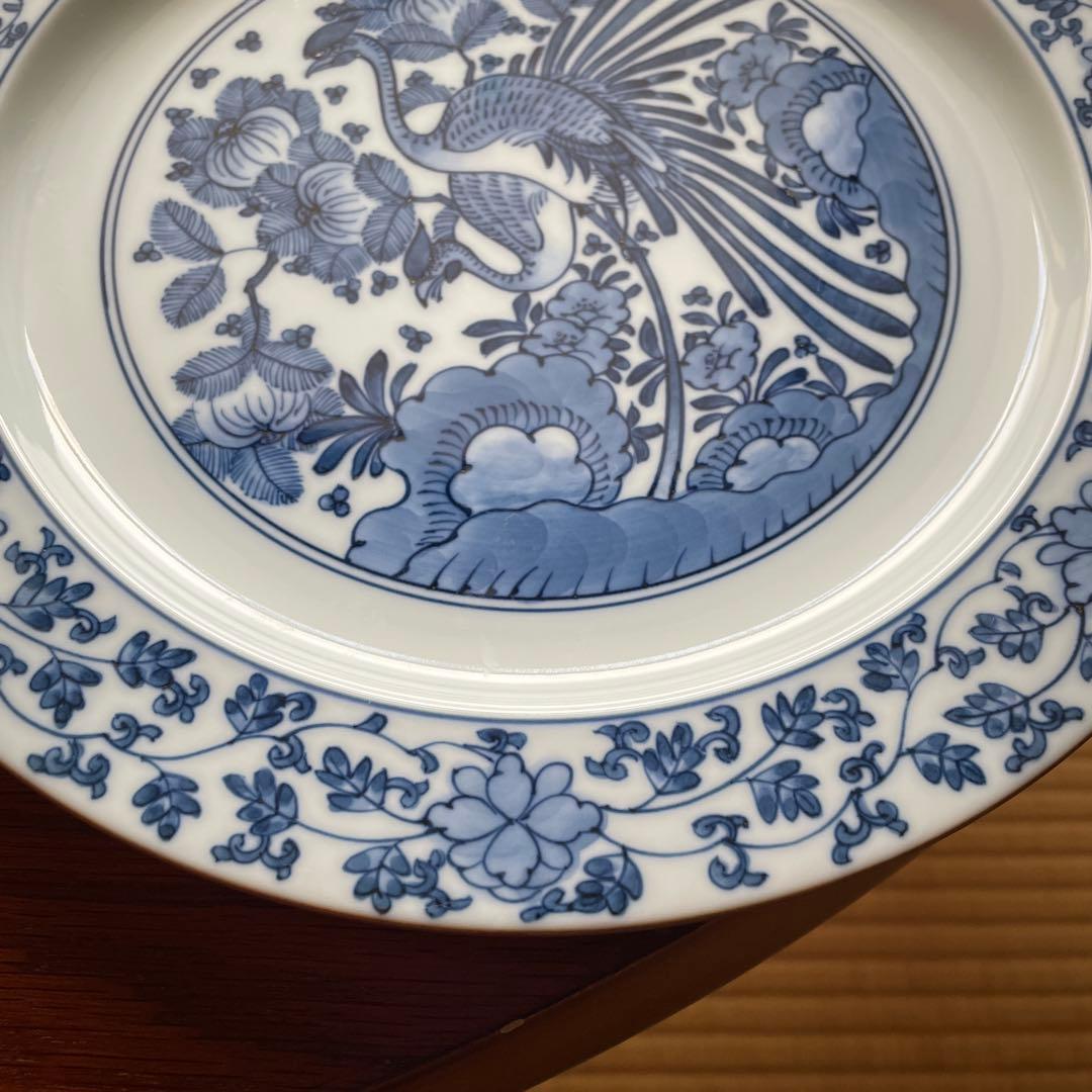 有田焼　源右衛門窯　染付孔雀絵 　大皿5客揃