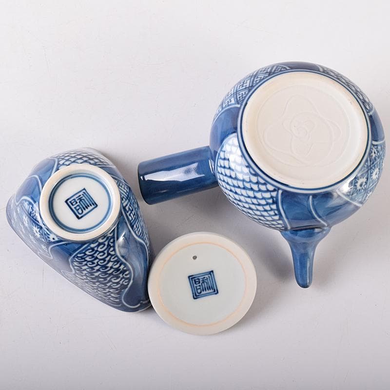 京焼　平安　加藤利昌作　祥瑞一閑人　茶器揃 　共箱　M　R8218