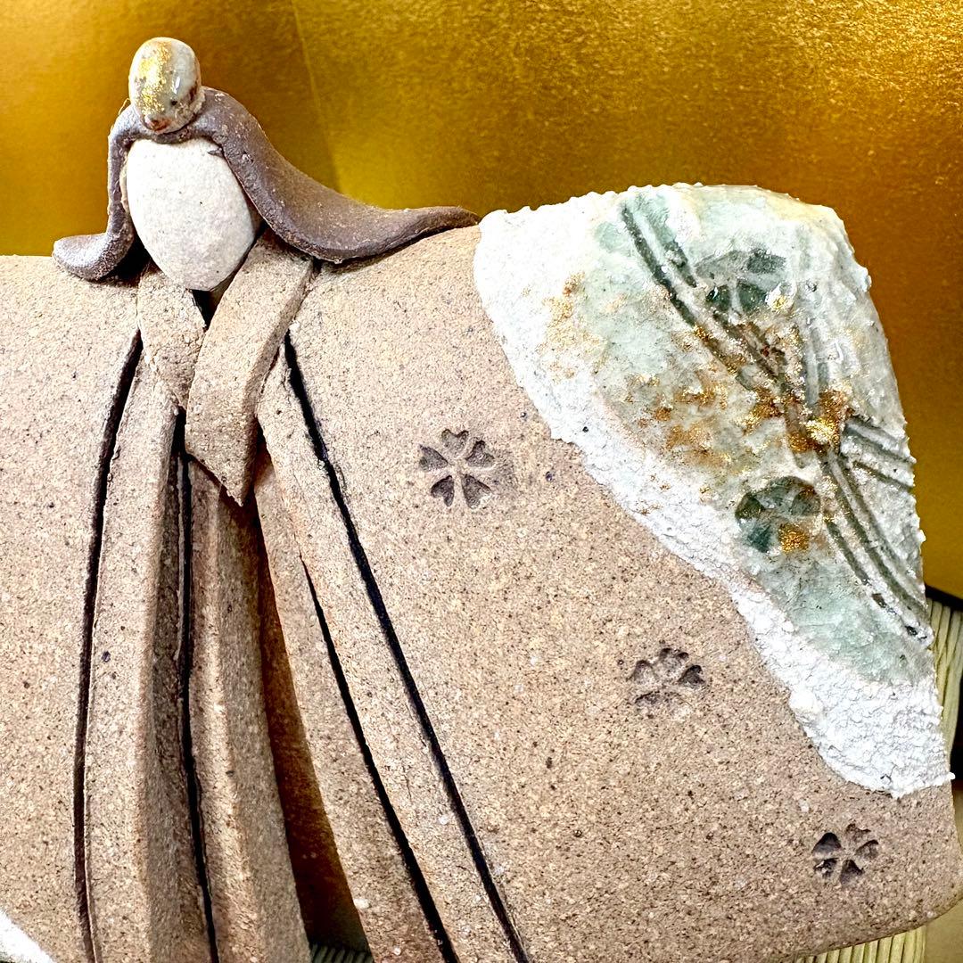 チ*ウ様 しがらき焼　明山　陶雛人形　雛人形　お雛様　節句　信楽焼　陶芸　人形