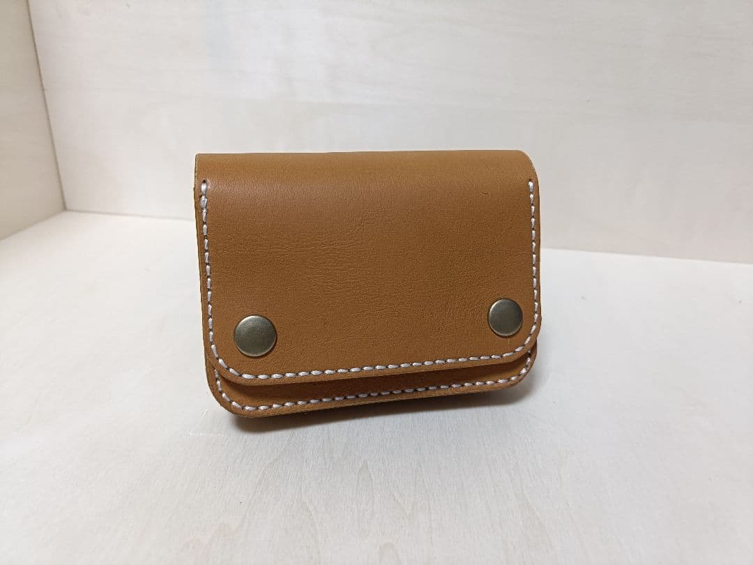 本革 ハンドメイド ミニ財布 コンパクトウォレット ケース付き