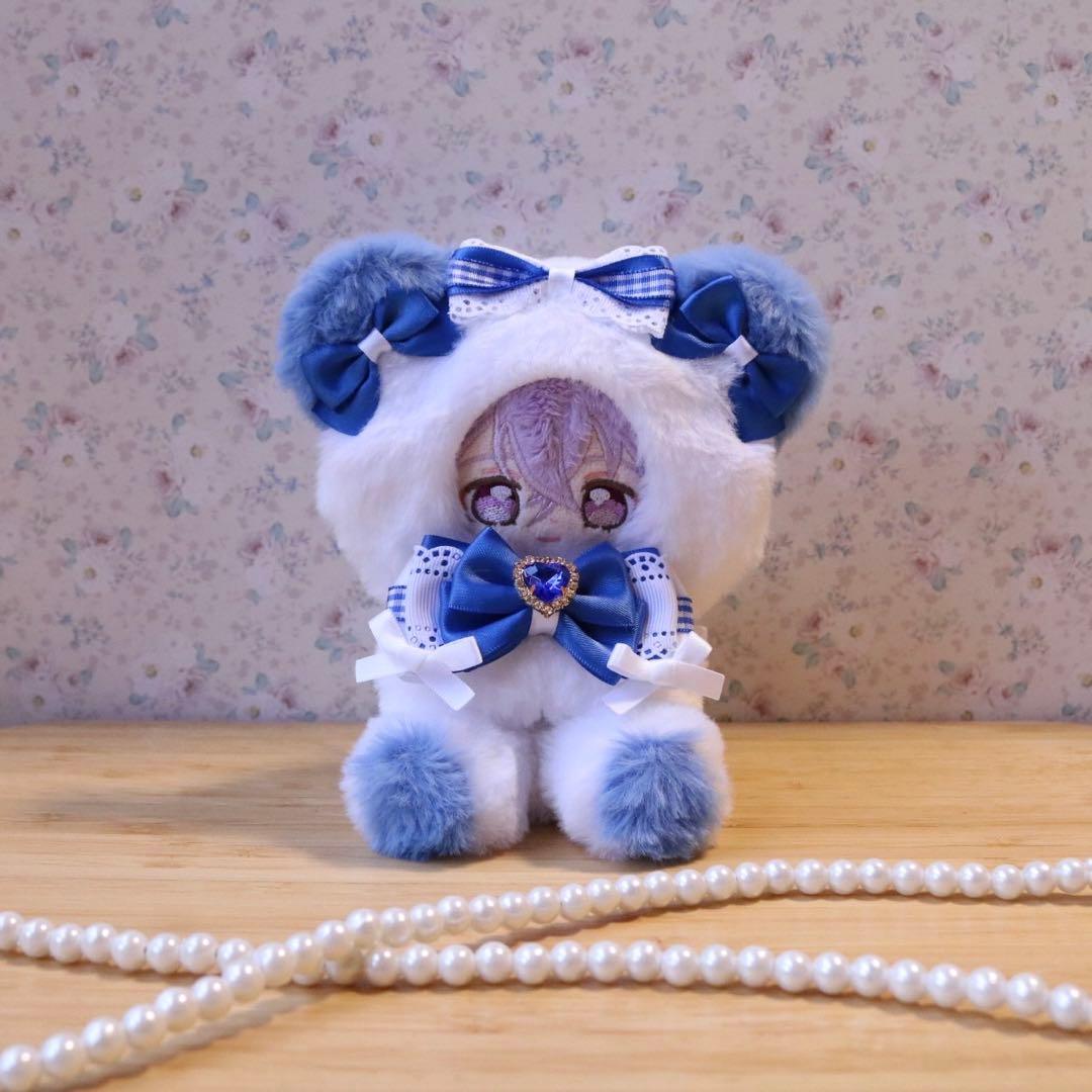 持てるよ くまさん.12〜14cm/ブルー❤︎おすわりぬい服 着ぐるみ ちびぐるみ