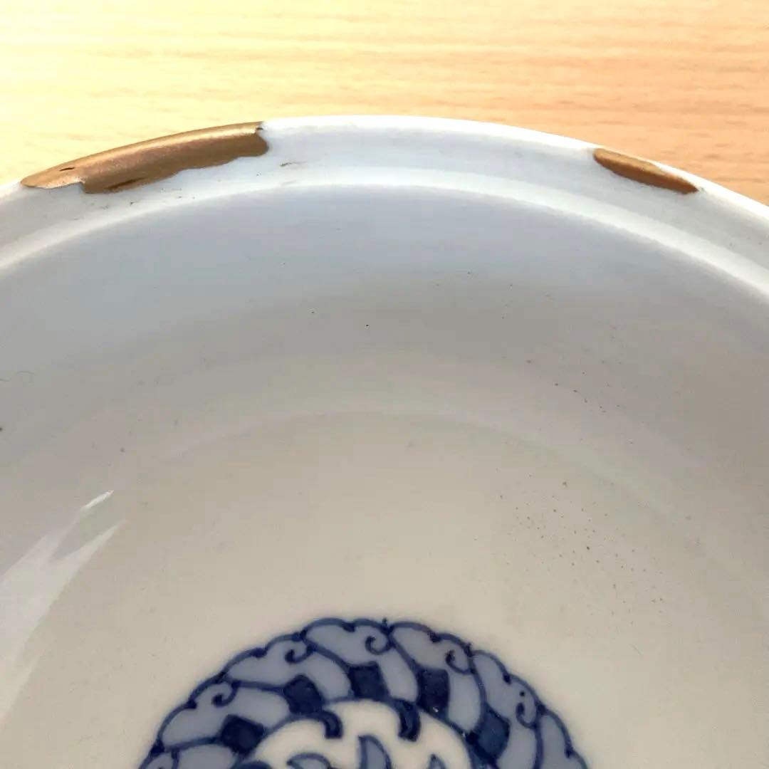 【金継ぎ】九谷焼 赤絵龍紋 蓋つき煮物椀 明治時代物