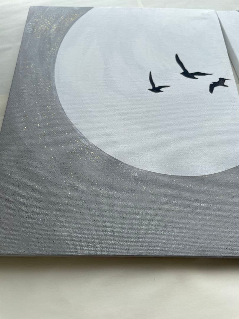 月と鳥の現代アート｜浮世絵　絵画　アートパネル　壁掛け　和モダン　インテリア　黒