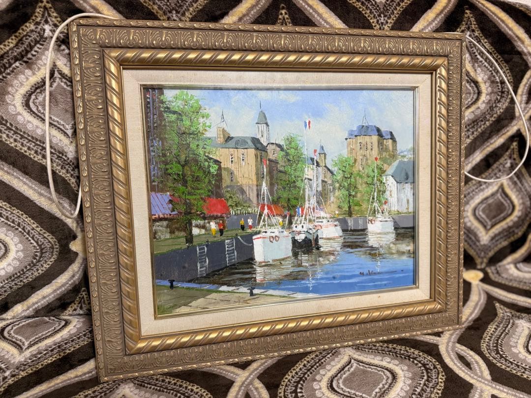 N*o様 黒沢 久　「オンフルール」　油彩　F6 彩日会委員　絵画 油絵 額装