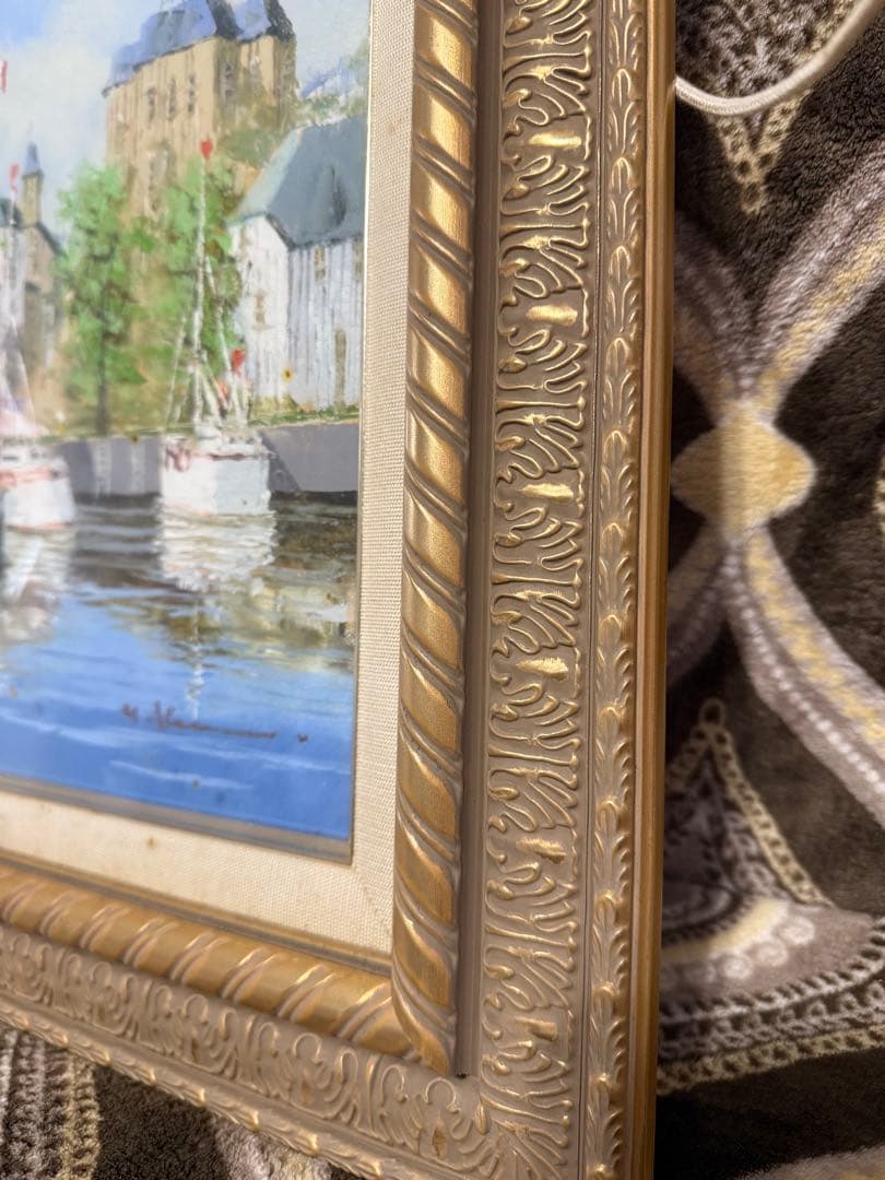 N*o様 黒沢 久　「オンフルール」　油彩　F6 彩日会委員　絵画 油絵 額装