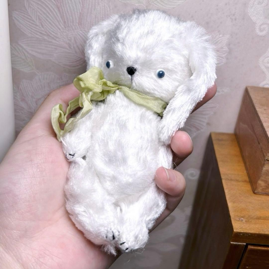 白い垂れ耳ちゃん ぬいぐるみ テディベア 海外作家様 ハンドメイド