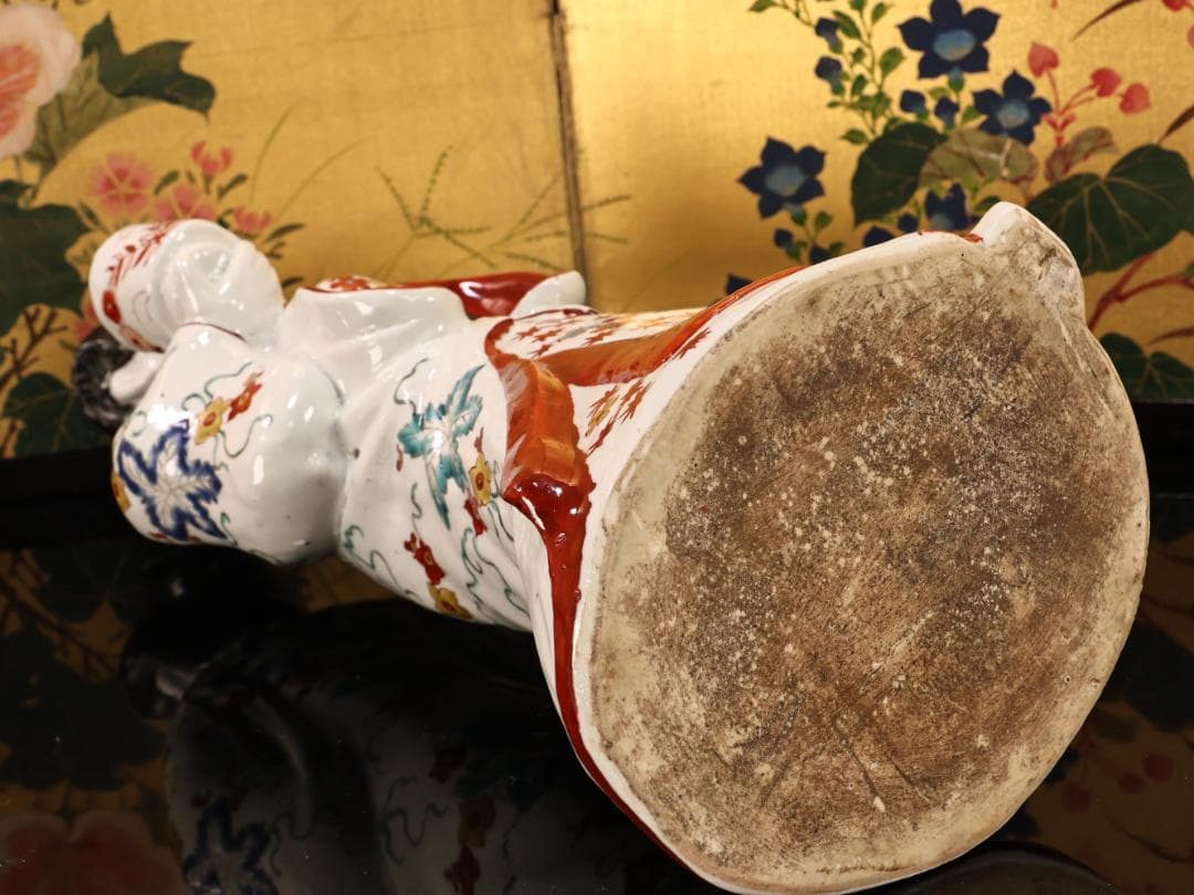 BK527　柿右衛門様式 色絵 陶器人形 元禄人形 美人人形 置物 古伊万里