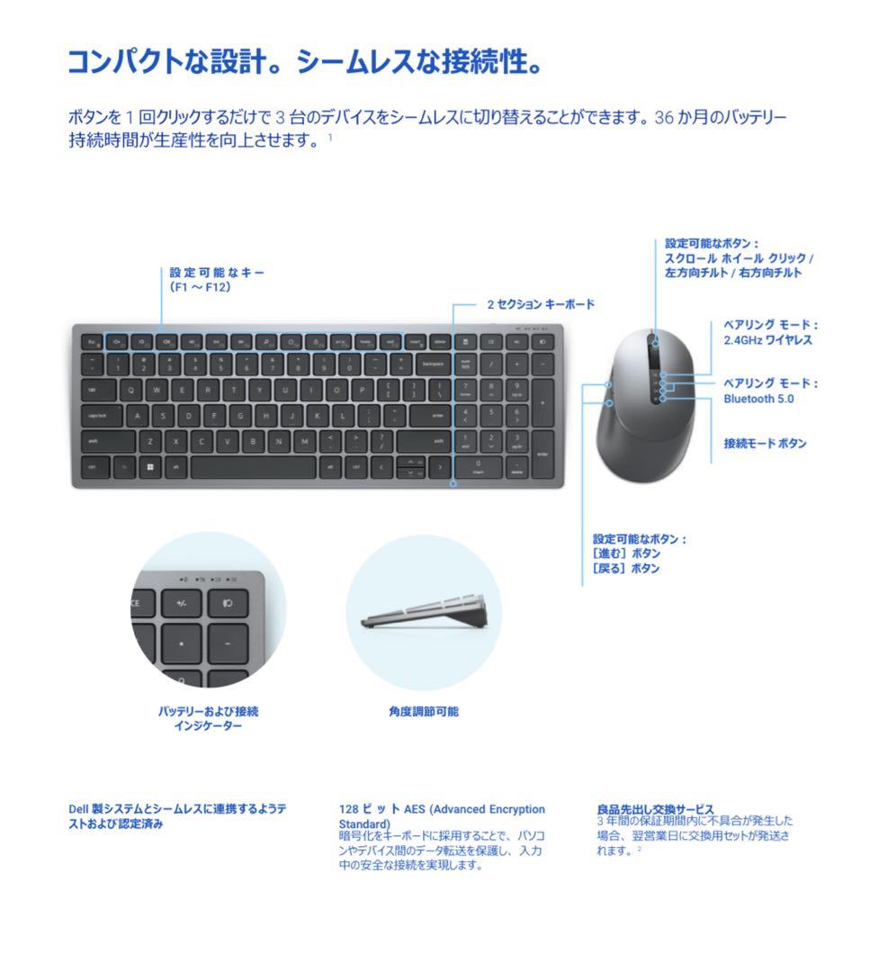 【新品未開封】DELL KM7120W ワイヤレスキーボードセット