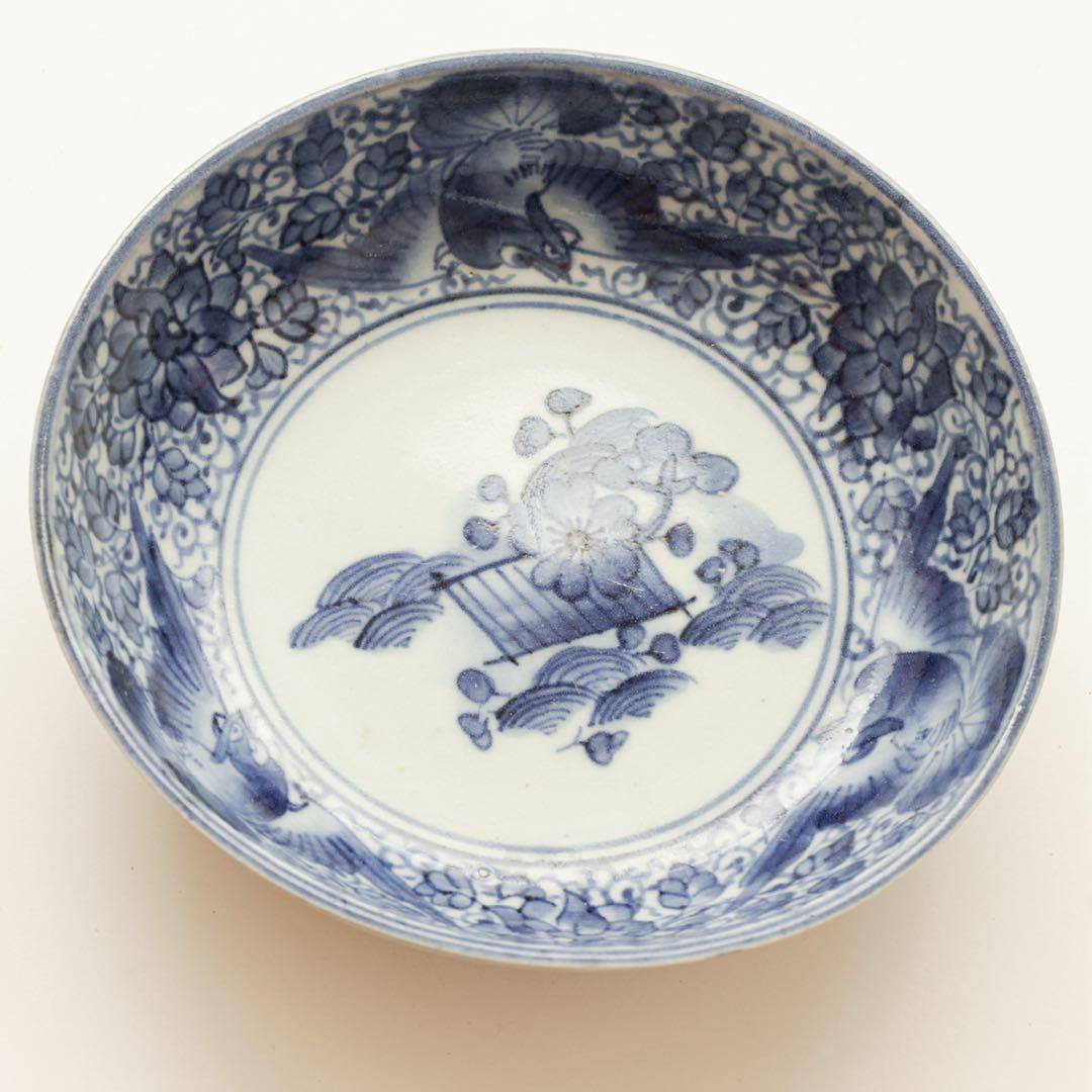 伊万里　古伊万里　江戸　中期　深皿　なます 皿　花唐草　鳳凰