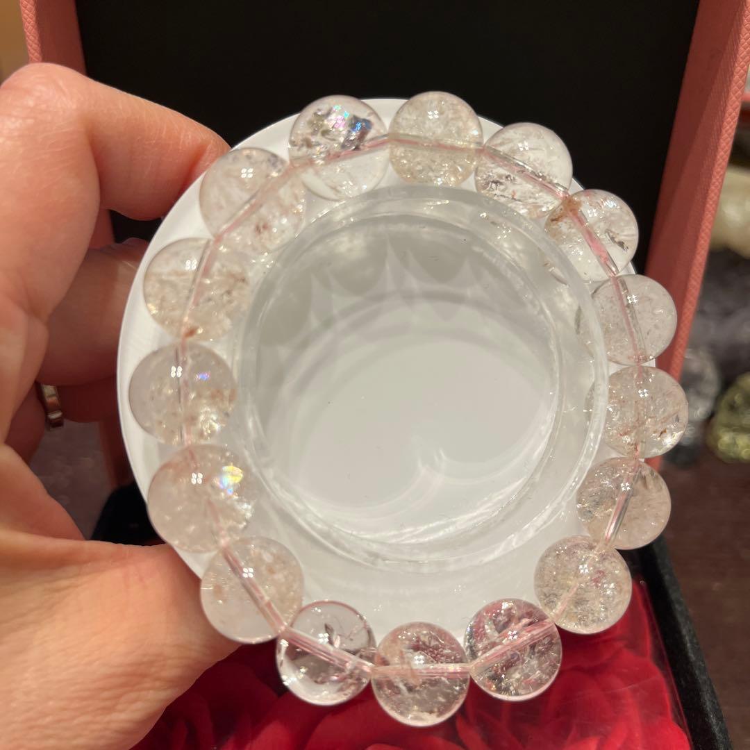 天然石ブレスレット　ピンク　レムリアン水晶　希少