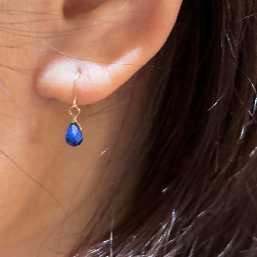 ⭐️ラピスラズリ　フツクピアス　18金イエローゴールドエテ風ハンドメイド