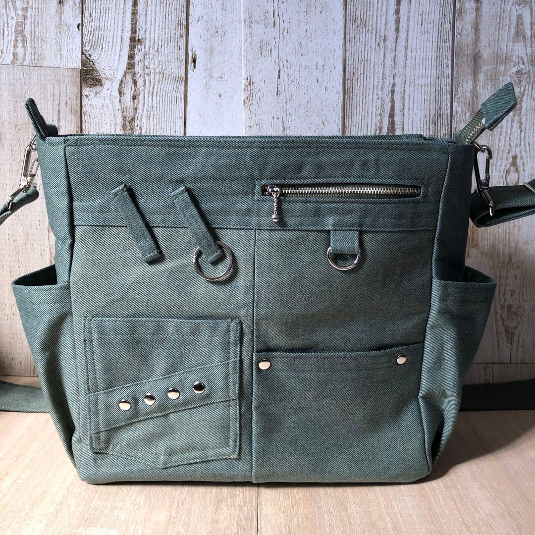 k.eito-seibi　ショルダーバッグ　カーキ　オリーブ　シルバー