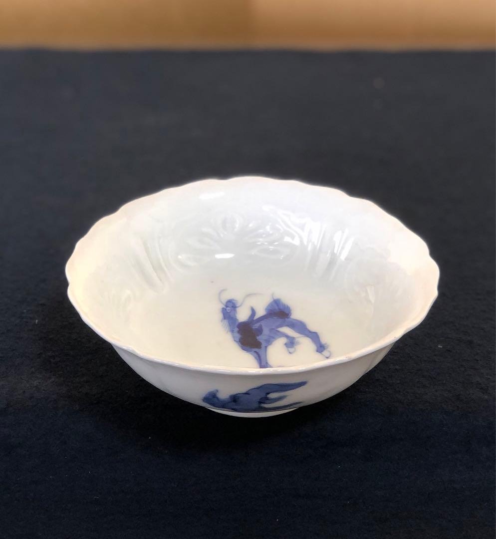 《R》伊万里 染付 麒麟図 輪花 小鉢10客 1f