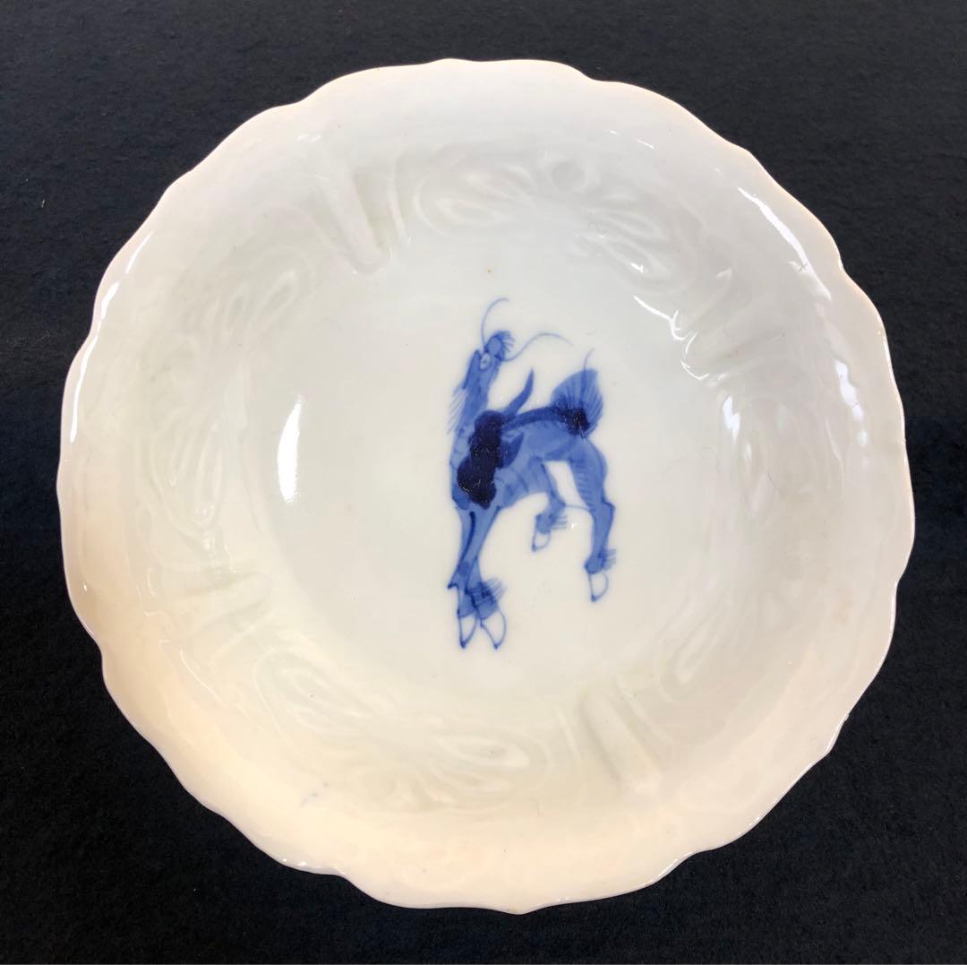 《R》伊万里 染付 麒麟図 輪花 小鉢10客 1f