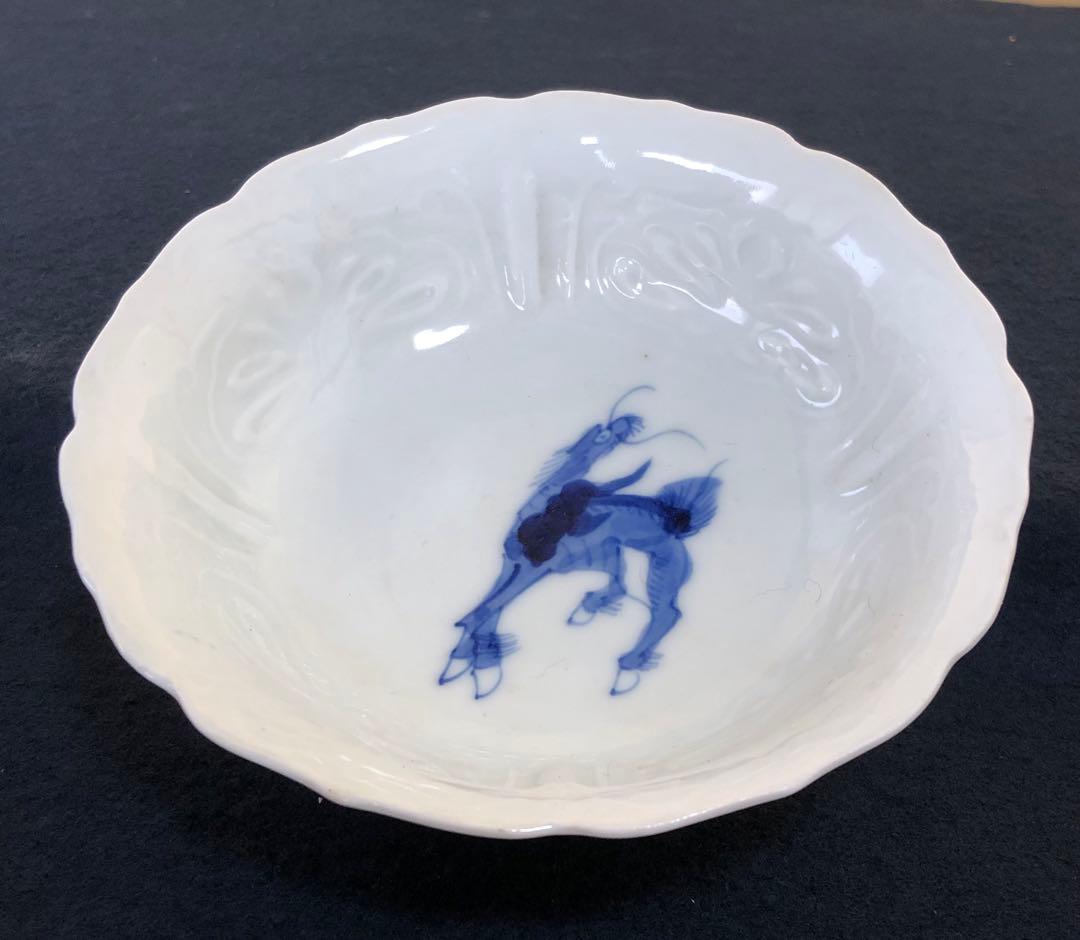 《R》伊万里 染付 麒麟図 輪花 小鉢10客 1f