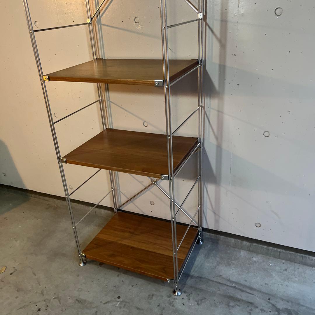 ペコパンダ★無印 ステンレスユニットシェルフ　ウォールナット材棚セット・大