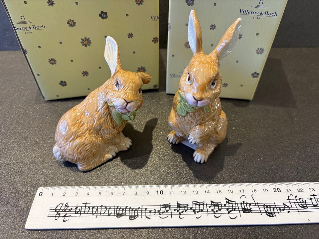 【レア箱付】ビレロイ&ボッホ　うさぎ　置物　2セット　イースター