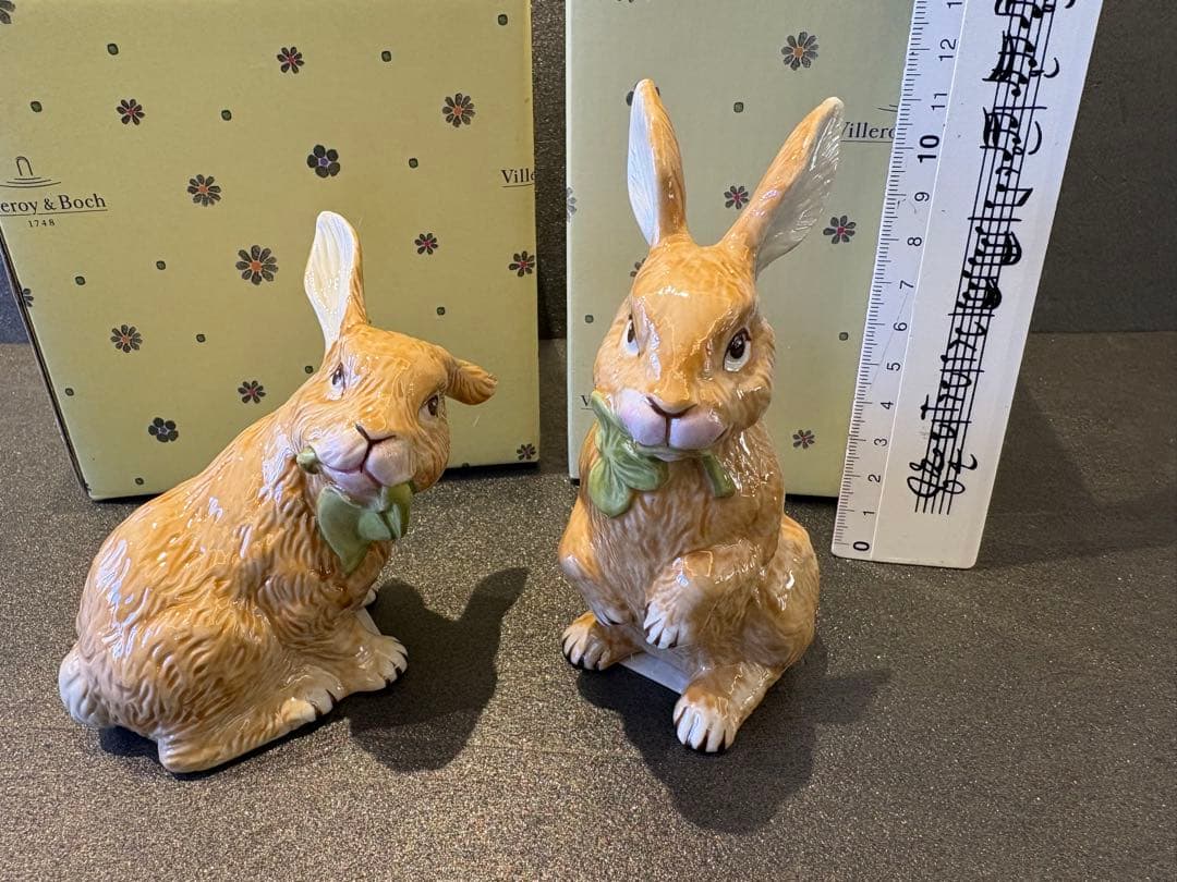 【レア箱付】ビレロイ&ボッホ　うさぎ　置物　2セット　イースター