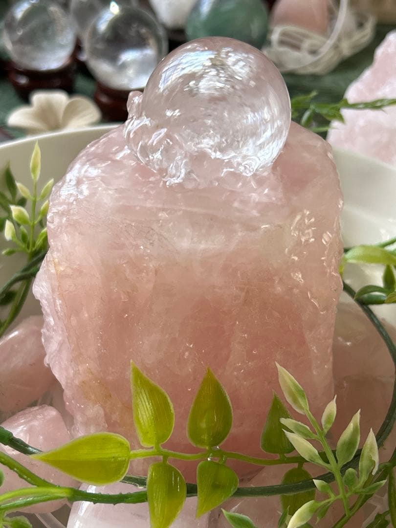 ✨破格✨絶品‼️ローズクオーツ☆噴水☆天然石☆ファウンテン☆秘蔵品☆1459g