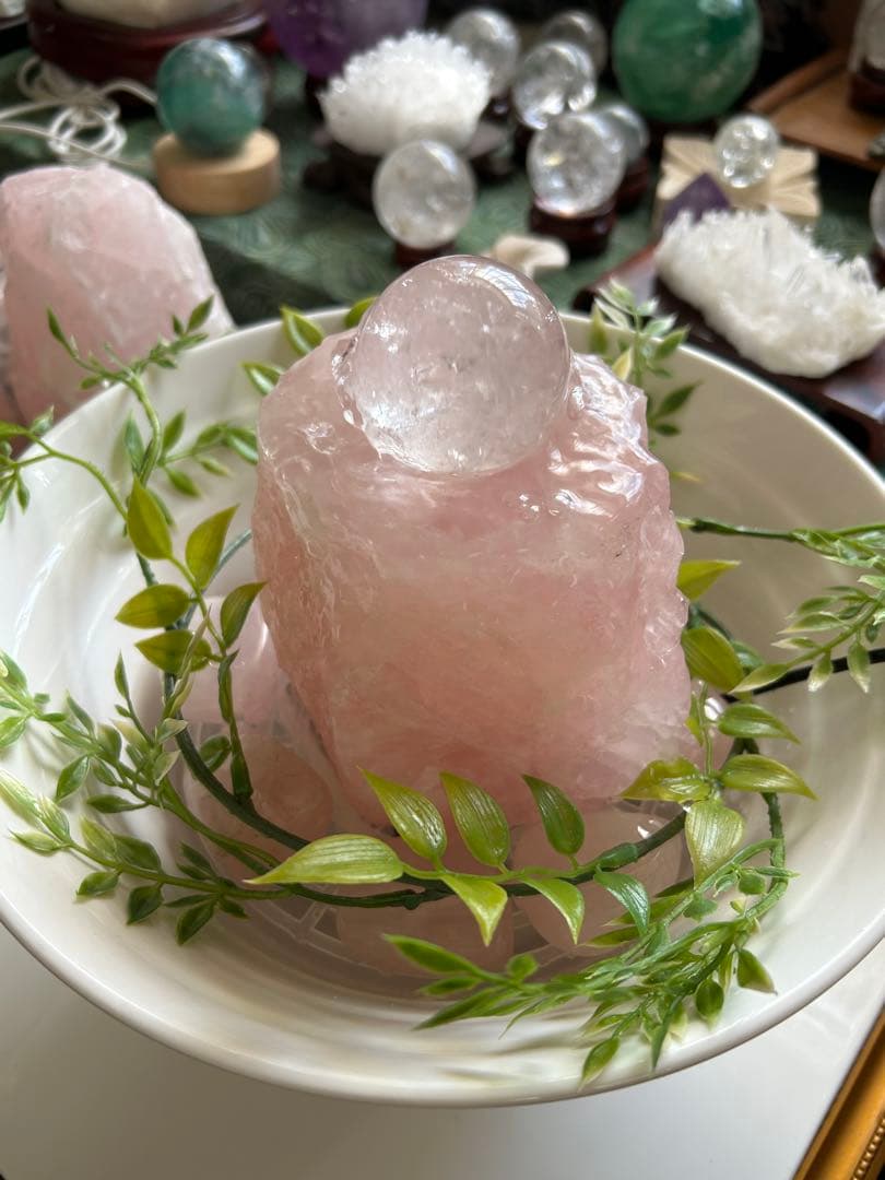 ✨破格✨絶品‼️ローズクオーツ☆噴水☆天然石☆ファウンテン☆秘蔵品☆1459g