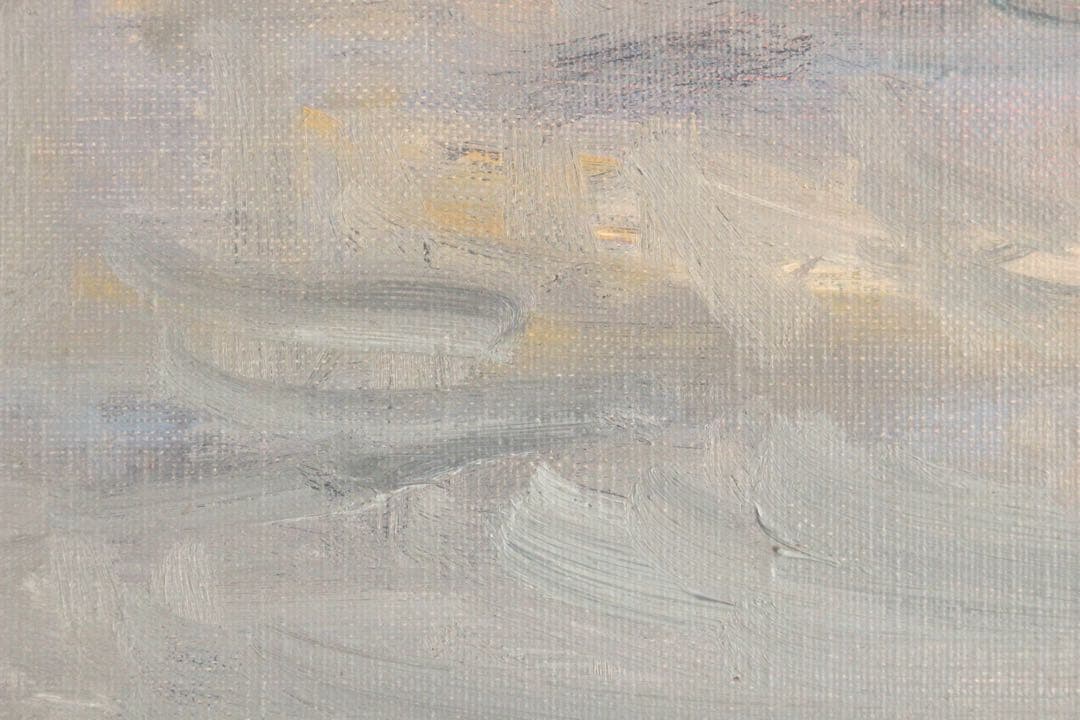 No5742 額装　小出善三郎　「朝騒」　油彩画　直筆サイン　風景画　送料無料