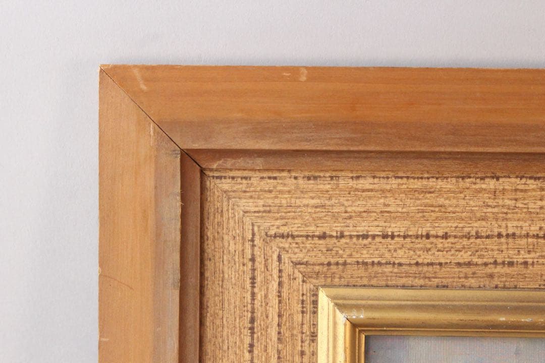 No5742 額装　小出善三郎　「朝騒」　油彩画　直筆サイン　風景画　送料無料