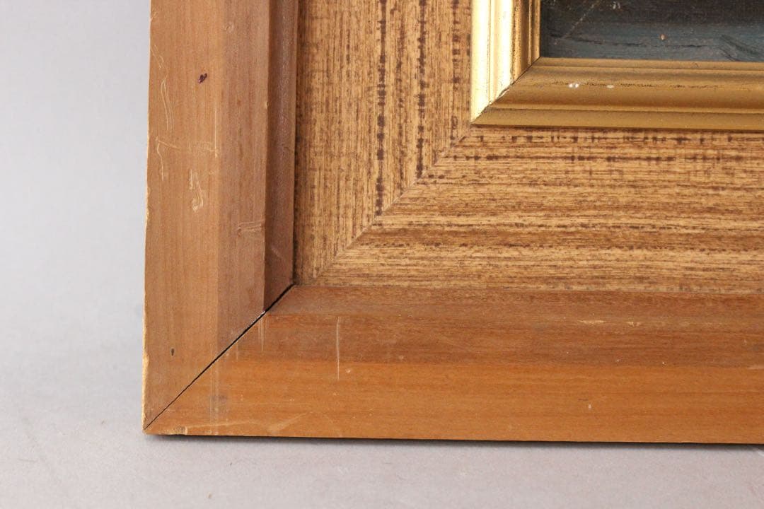 No5742 額装　小出善三郎　「朝騒」　油彩画　直筆サイン　風景画　送料無料