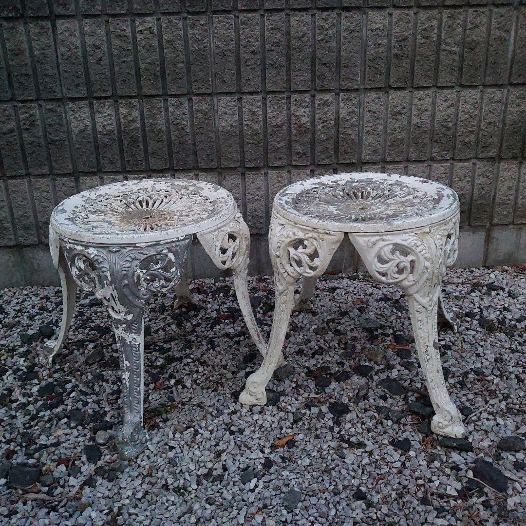 2脚セット Garden stool ガーデン スツール チェア ホワイト系