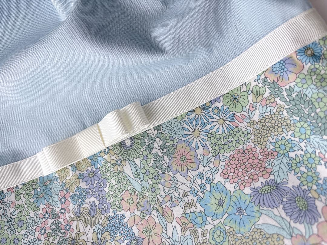 女の子入園入学3点セット（サックス×マーガレットアニー・ホワイトリボン）