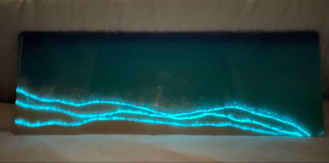 ✨ 月光に包まれる海　蓄光オーシャンアート 本物の砂×三層の波「受注制作」