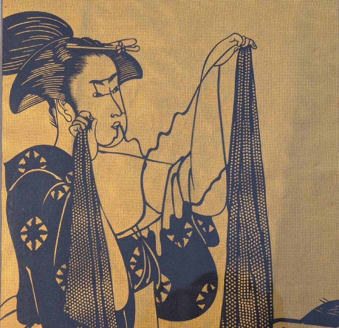 【真作】切絵　母と子　和の切絵作品　昭和モダンの温もり　郷土風情　Y97