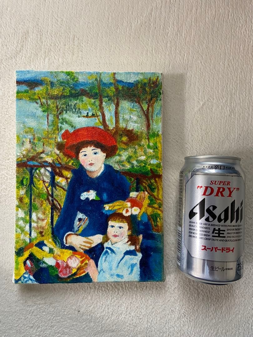ルノワール　肉筆手描きの油絵模写画　テラスの姉妹